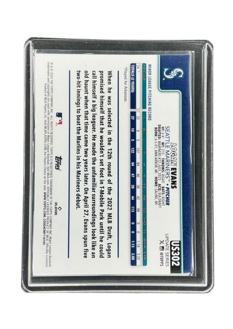 2025 Topps Update Logan Evans RC #US302 Back