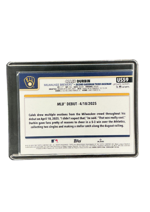 2025 Topps Update Series Caleb Durbin RC Brewers #US59 Back