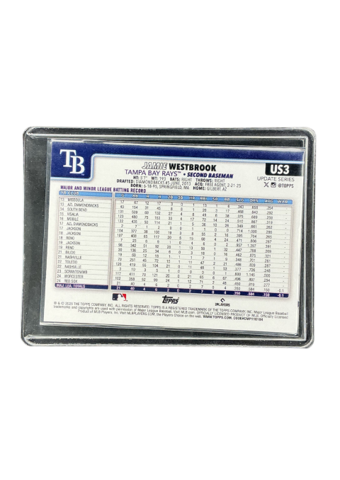 2025 Topps Update Series Jamie Westbrook RC Rays #US3 Back