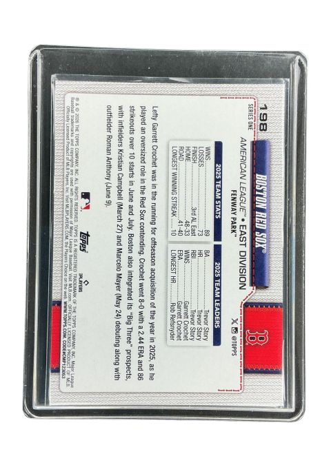 2026 Topps 75 Series 1 Boston Red Sox #198 Back