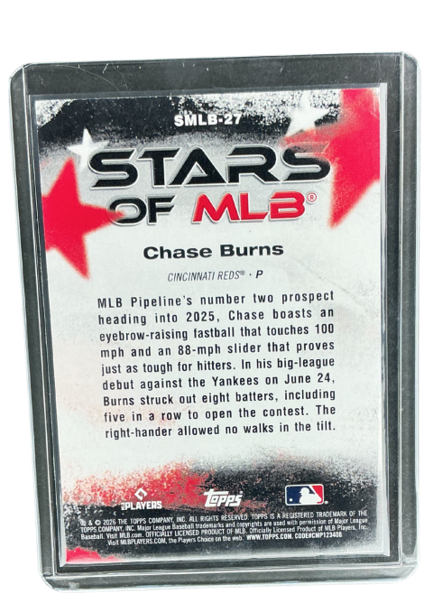 2026 Topps 75 Series 1 Chase Burns Star Of Mlb #SMLB-27
 Back