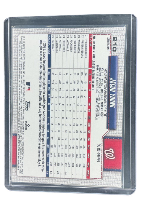 2026 Topps 75 Series 1 Jacob Young #210 Back