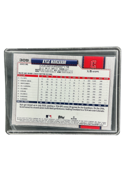 2026 Topps 75 Series 1 Kyle Manzardo #309 Back