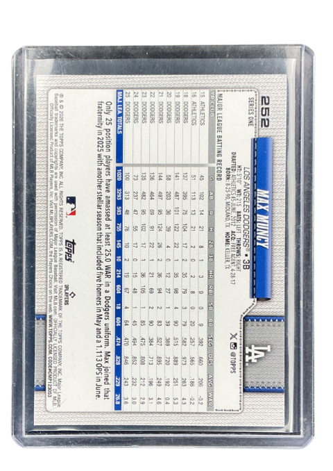 2026 Topps 75 Series 1 Max Muncy #252 Back