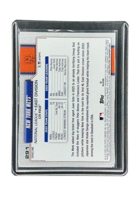 2026 Topps 75 Series 1 New York Mets #291 Back