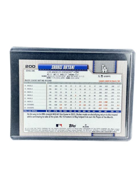 2026 Topps 75 Series 1 Shohei Ohtani #200 Back