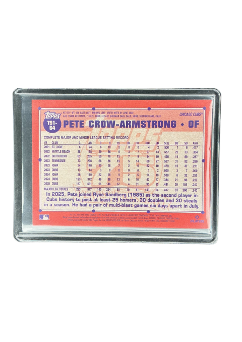 2026 Topps 75 Years Baseball Series 1 Pet Crow-Armstrong Chicaco Cubs #T91-64 Back