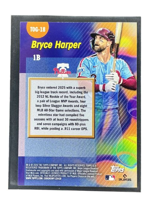 2026 Topps Series 1 Titans of the Game Bryce Harper #TOG‑18 Back