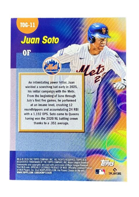 2026 Topps Series 1 Titans of the Game Juan Soto #TOG‑11 Back