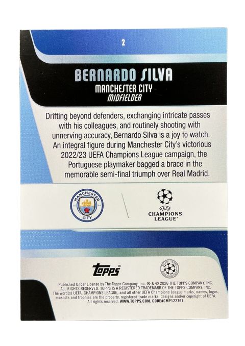 2026 Topps UEFA Club Competitions Bernardo Silva #2 Back