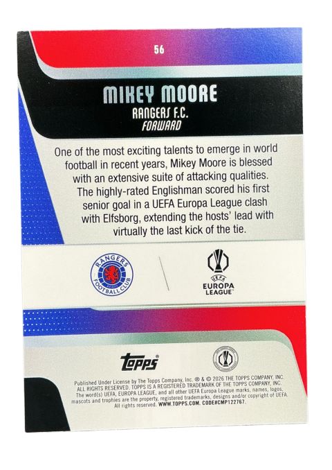 2026 UEFA Club Competitions Mikey Moore Rangers #56 Back