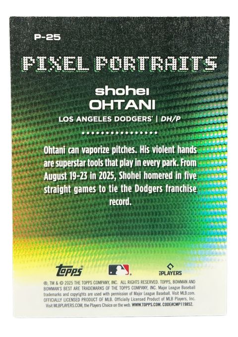 2025 Topps Bowman's Best Baseball Shohei Ohtani Pixel Portraits #P-25
Back