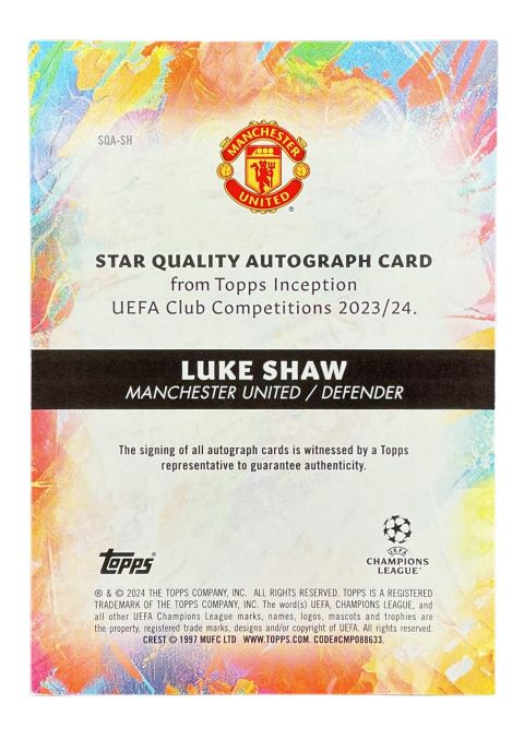 2024 Topps UEFA Club Competitions Luke Shaw Star Quality Autograph /75 #SQA-SH
Back
