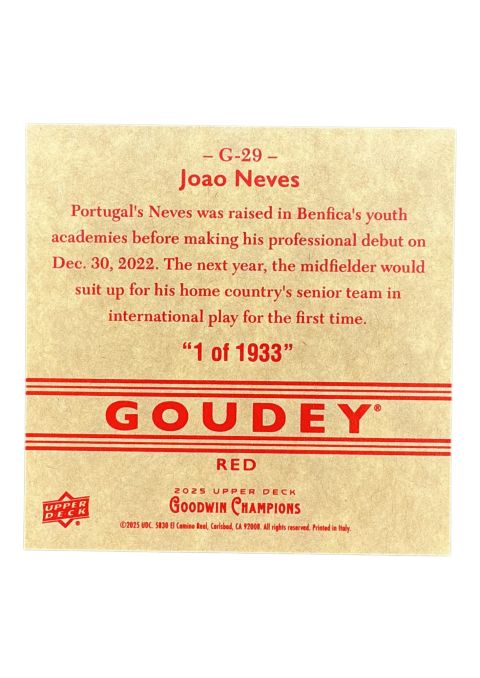 2025 Upper Deck Goodwin Champions Goudey Joao Neves #G-29
Back