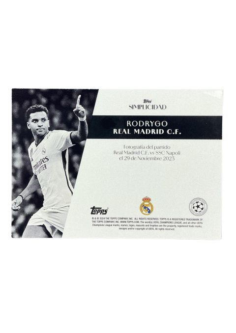 2024 Topps UEFA Club Competitions Rodrigo Real Madrid /99 Autograph
Back