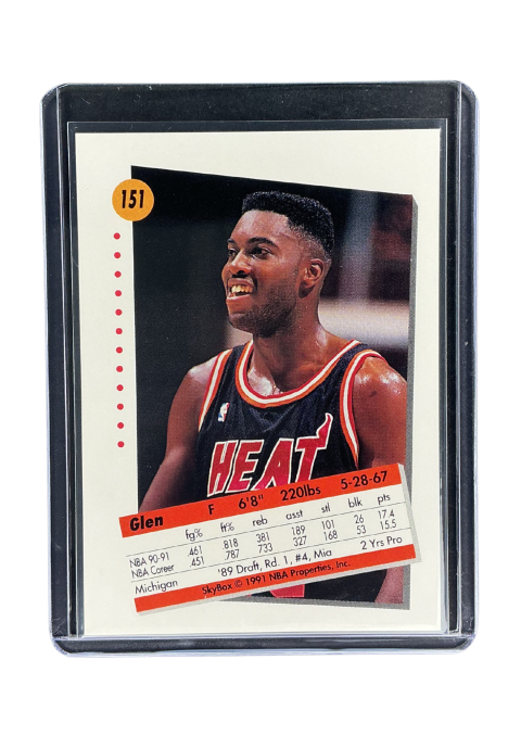 1991 Skybox NBA Glen Rice #151 Back