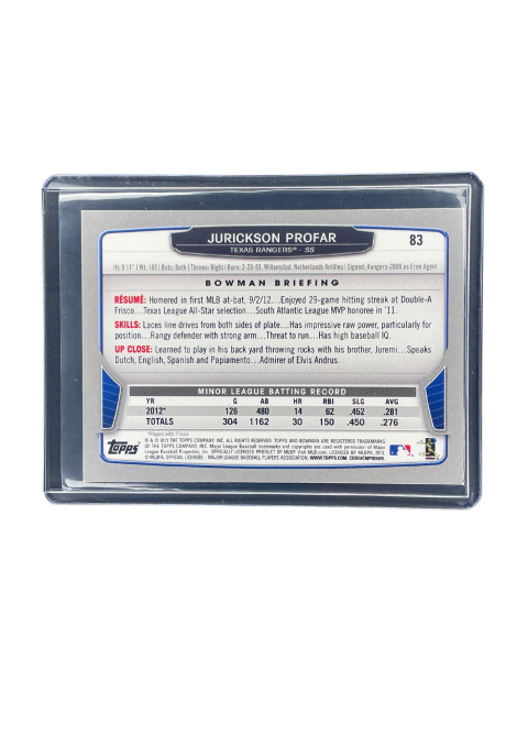 2013 Topps Bowman Jurickson Profar RC #83 Back