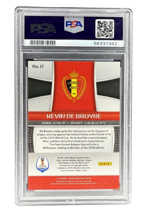 2018 Panini Prizm World Cup Kevin De Bruyne #17 PSA 9 Front