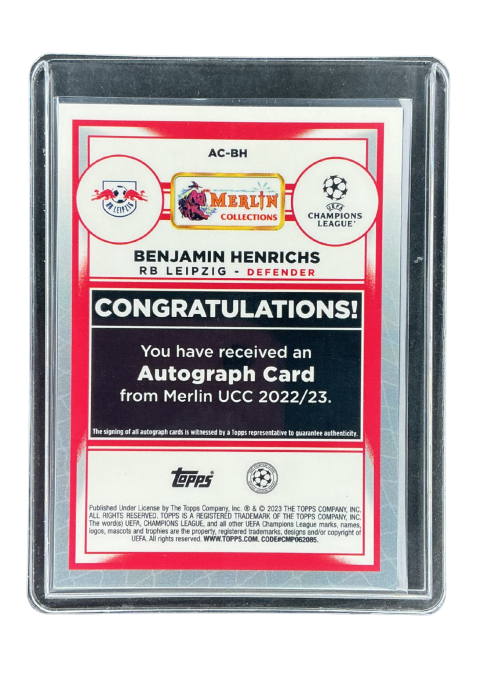 2023 Topps Merlin UEFA Banjamin Henrichs Auto #AC-BH Back