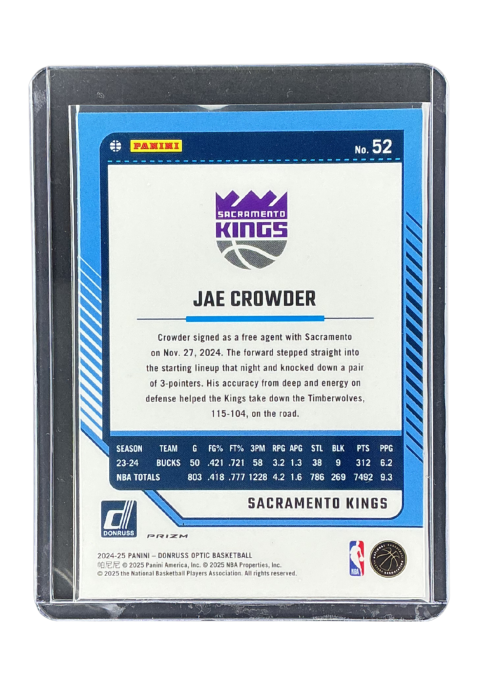 2024-25 Panini Donruss Optic Basketball Jae Crowder #52 Back