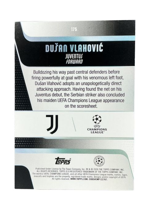 2025-26 Topps UEFA Club Competitions Dusan Vlahovic #175 Back