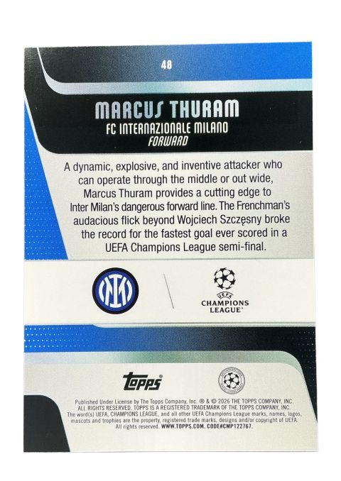 2025-26 Topps UEFA Club Competitions Marcus Thuram #48 Back