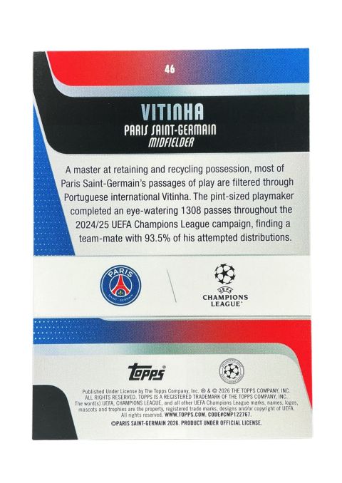 2025-26 Topps UEFA Club Competitions Vithinha #46 Back