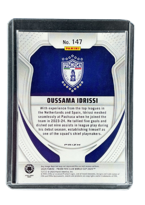 2025 Panini Prizm Fifa Club World Cup Oussama Idrissi RC #147 Back