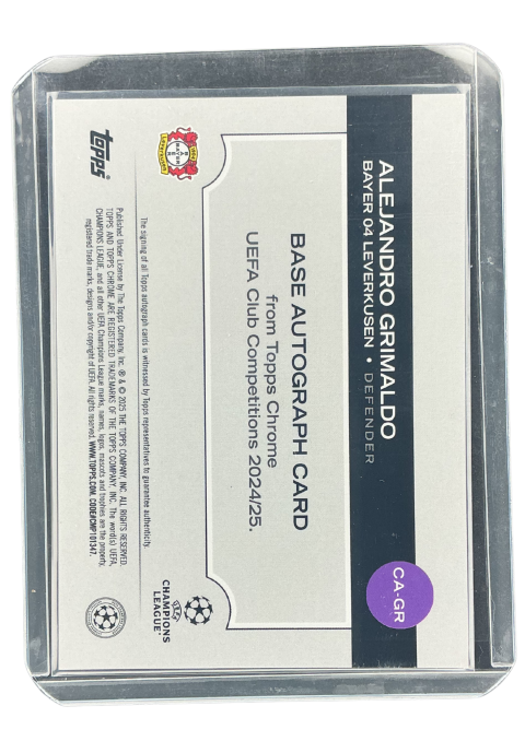 2025 Topps Chrome UEFA Club Competitions Alejandro Grimaldo Auto 162/250 #CA-GR
 Back