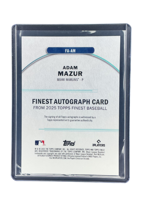 2025 Topps Finest Baseball Adam Mazur RC Auto #FA-AM Back