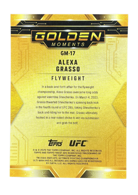 2025 Topps Finest UFC Alexa Grassd Golden Moments #GM-17 Back