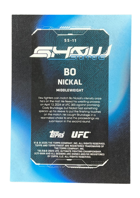 2025 Topps Finest UFC Bo Nickal Show #SS-11 Back