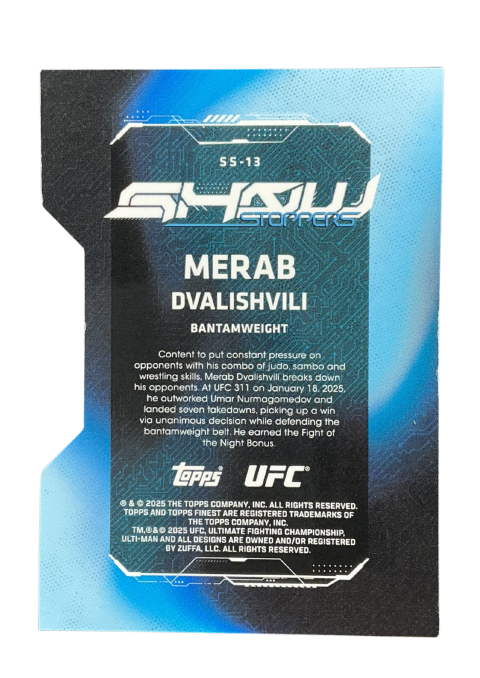 2025 Topps Finest UFC Merab Dvalishvili Show /75 #SS-13 Back