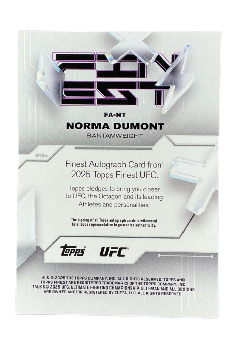 2025 Topps Finest UFC Norma Dumont /50 Auto #FA-NT Back