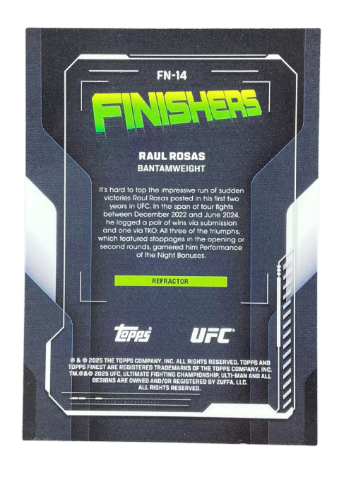 2025 Topps Finest UFC Raul Rosas Finishers #FN-14 Back