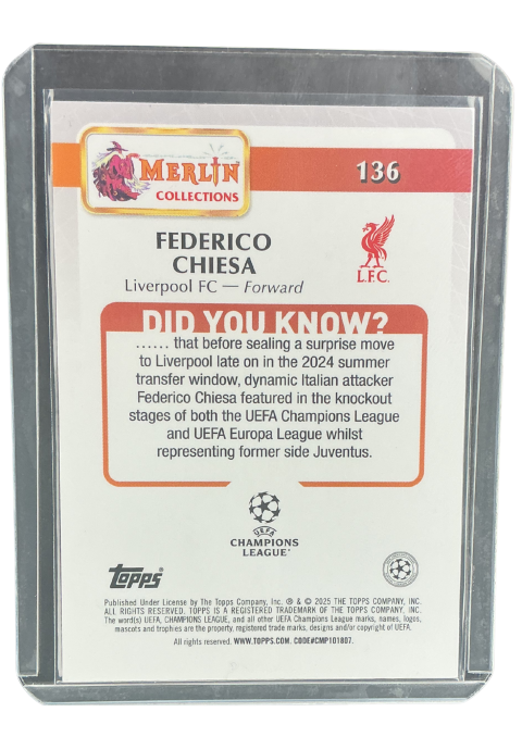2025 Topps Merlin Federico Chiesa #136
 Back