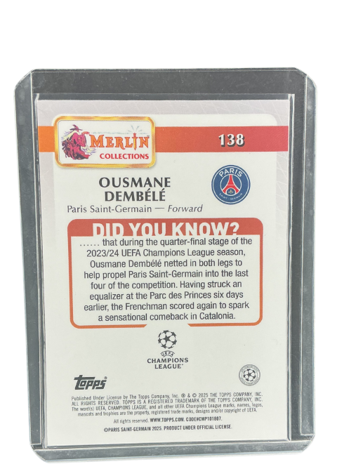 2025 Topps Merlin Ousmane Dembele #138
 Back