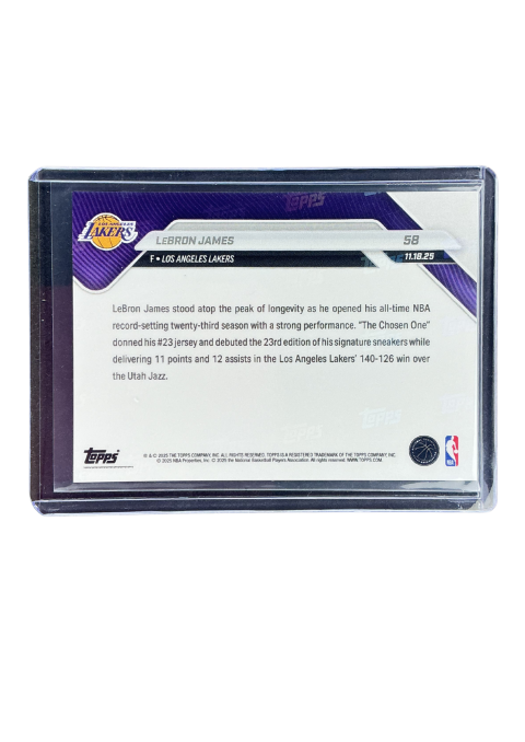 2025 Topps Now NBA Lebron James #58 Back