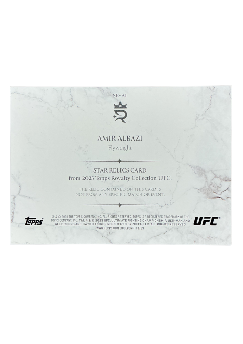 2025 Topps Royalty UFC Amir Albazi Star Relics /99 Fighter-Worn Memorabilia #SR-AI
Back