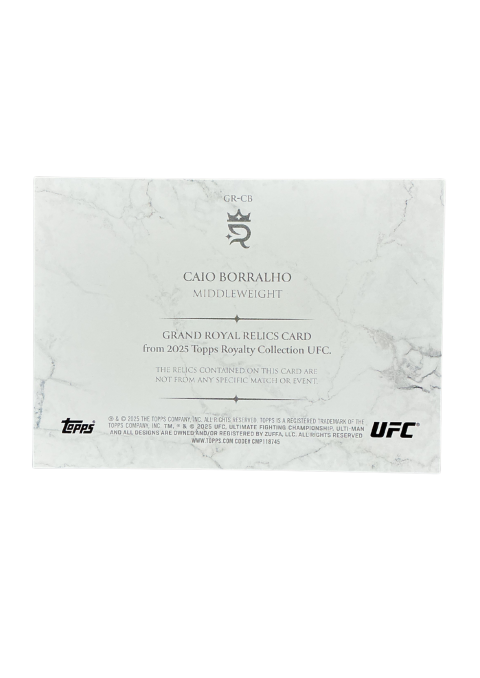 2025 Topps Royalty UFC Caio Borralho Grand Royal Relics /99 Fighter-Worn Memorabilia #GR-CB Back