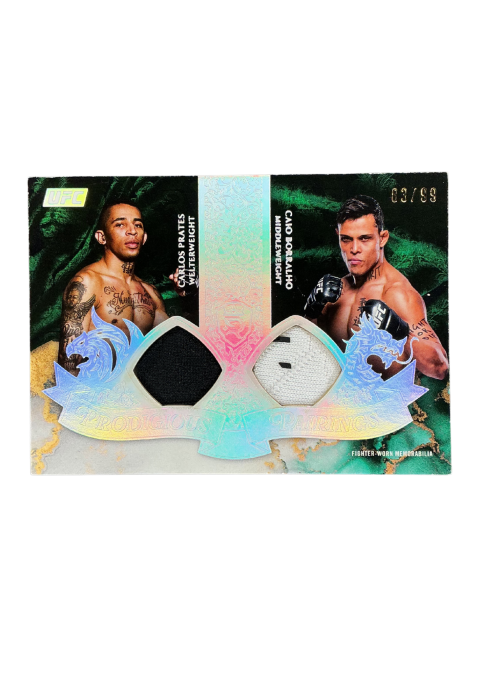 2025 Topps Royalty UFC Carlos Prates & Caio Borralho Prodigious Pairings /99 Fighter-Worn Memorabilia #PRP-PB Front