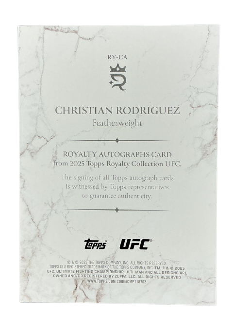 2025 Topps Royalty UFC Christian Rodriguez Royalty Autographs /49 Auto #RY-CA Back