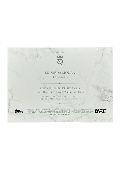 2025 Topps Royalty UFC Eduarda Moura RC /25 Fighter-Worn Memorabilia #RJR-EM Back