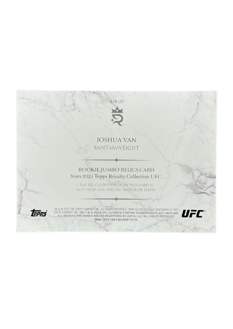 2025 Topps Royalty UFC Joshua Van RC /99 Fighter-Worn Memorabilia #RJR-JV Back