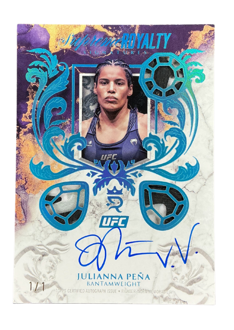 2025 Topps Royalty UFC Julianna Pena Supreme Royalty Signatures /1 Auto Fighter-Worn Memorabilia #SUR-JP Front