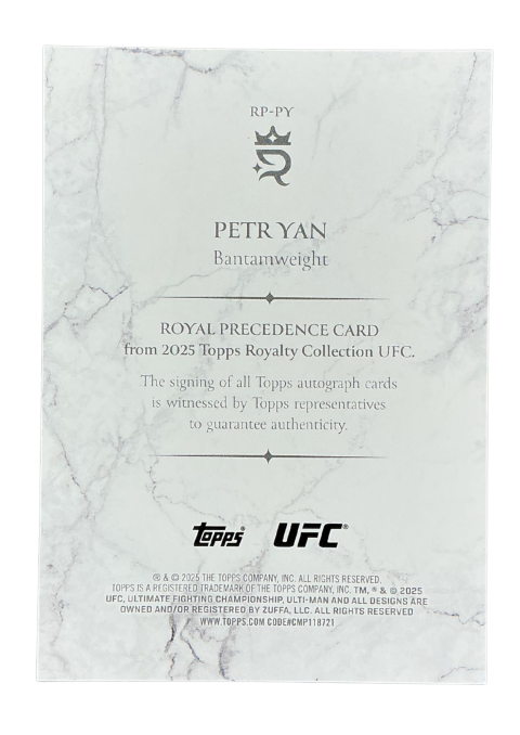 2025 Topps Royalty UFC Petr Yan Royal Precedence Petr Yan /25 Auto #RP-PY Back