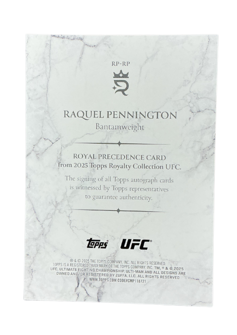2025 Topps Royalty UFC Raquel Pennington Royal Precedence /49 Auto #RP-RP Back