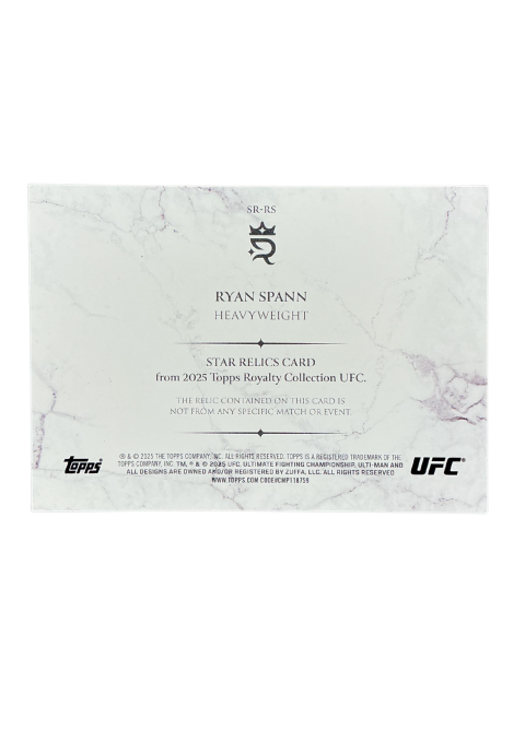 2025 Topps Royalty UFC Ryan Spann Star Relics /25 Fighter-Worn Memorabilia #SR-RS Back