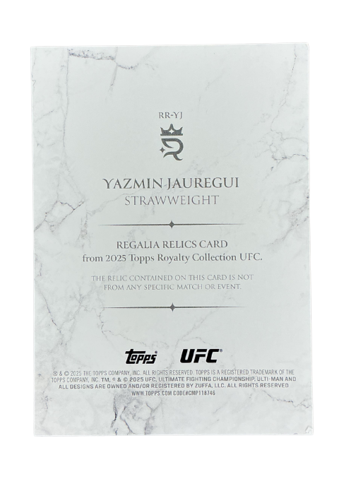 2025 Topps Royalty UFC Yazmin Jauregui Regalia Relics /10 Fighter-Worn Memorabilia #RR-YJ Back