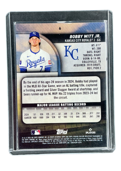 2025 Topps Stadium Club Baseball Bobby Witt Jr. #6
Back